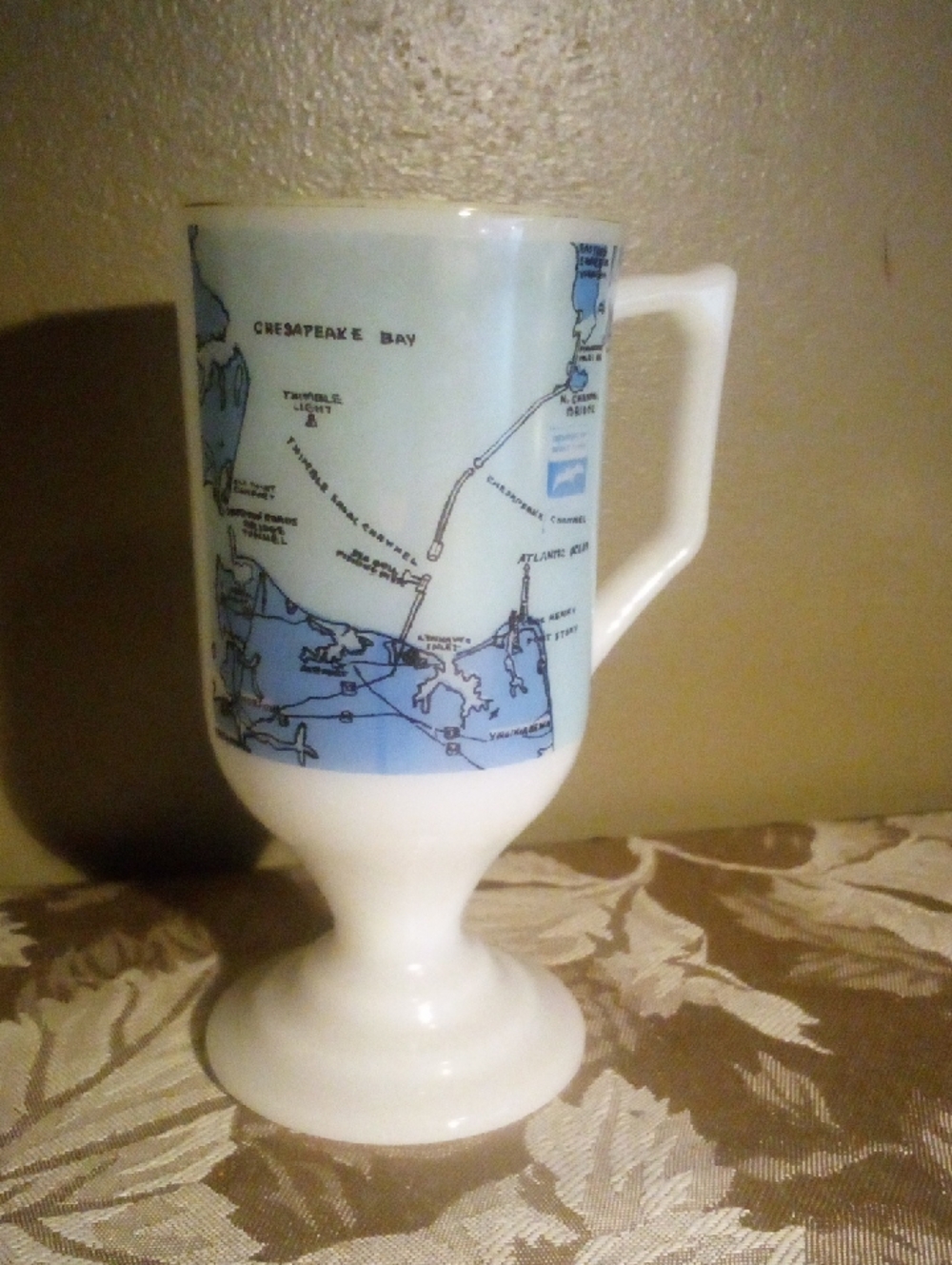 Original Chesapeake Bay Bridge Pyrex Milk Glass 8 Oz Mug